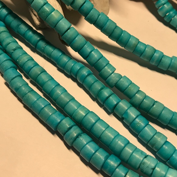 Wooden Thick Turquoise Multi-Strand  Necklace - Picture 2 of 4